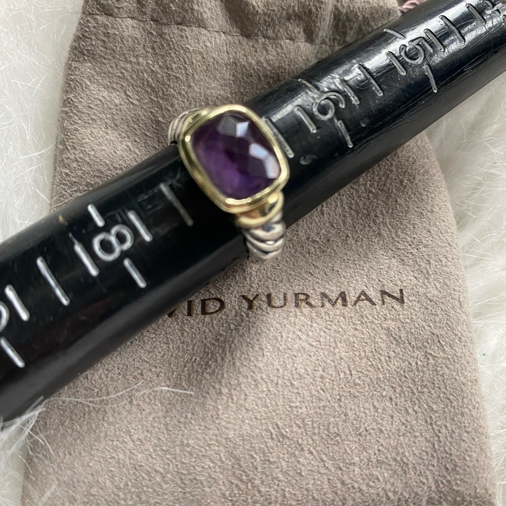 David Yurman Amethyst and Gold Cable Ring - Picture 3 of 10